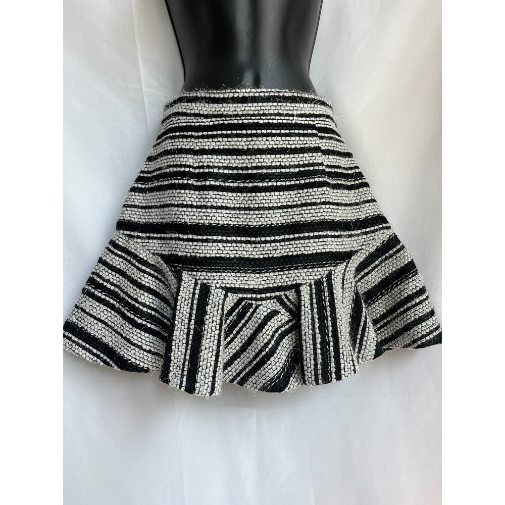 Three Floor Tweed Flare Mini Skirt Size 4 Preppy Schoolgirl Lined Fuzzy Cute